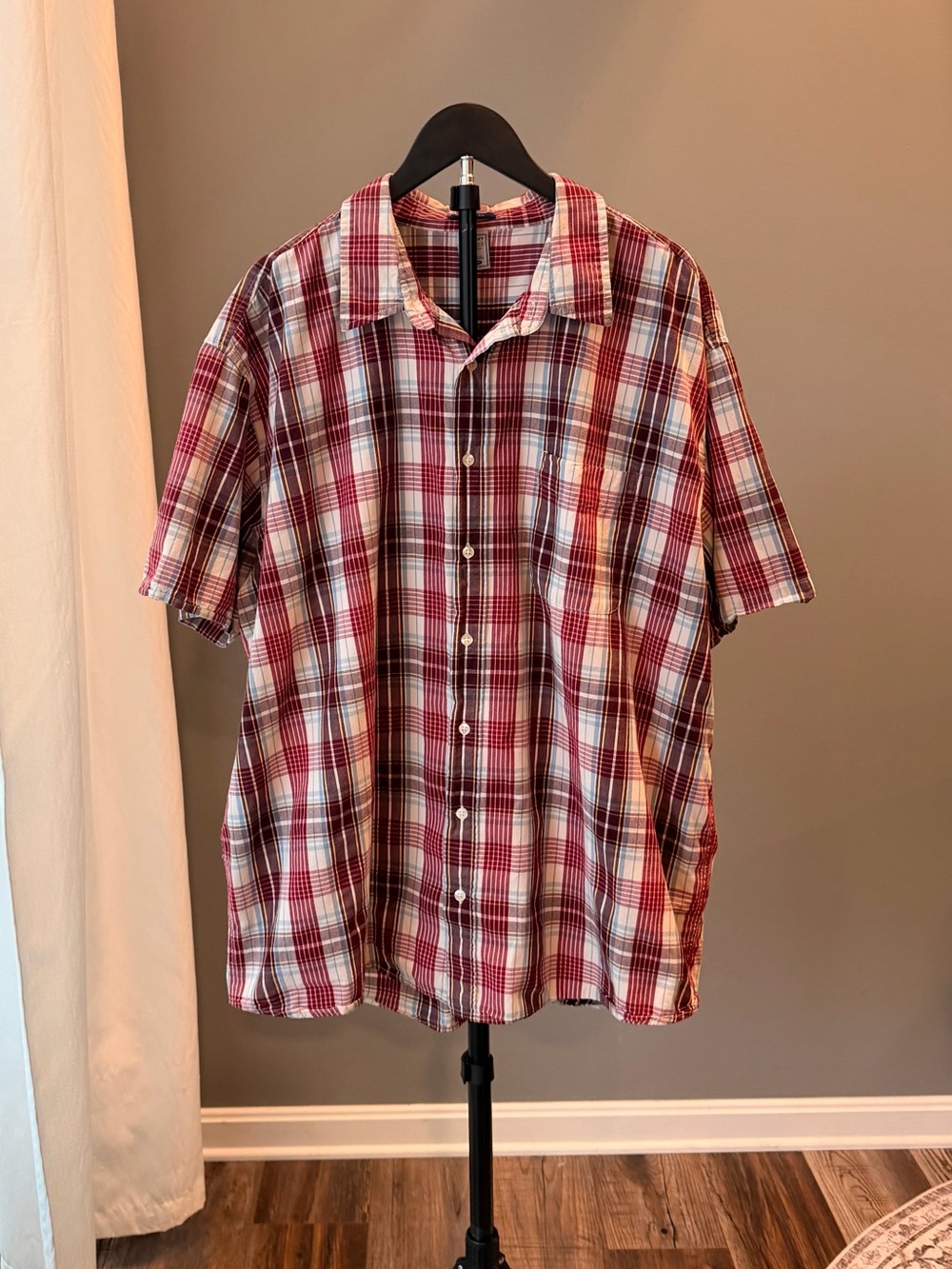 Old Navy Cotton Plaid Button-Up Shirt Men XXL Red 90s Dad Rustic Western Country